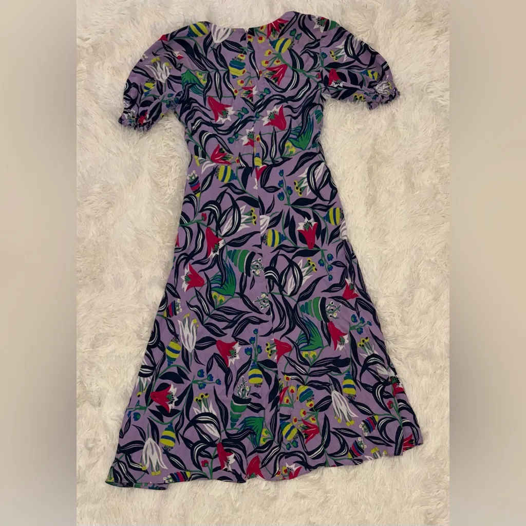 NEW Diane Von Furstenberg Jemma Floral Print purple midi Dress sz 2 - Image 8