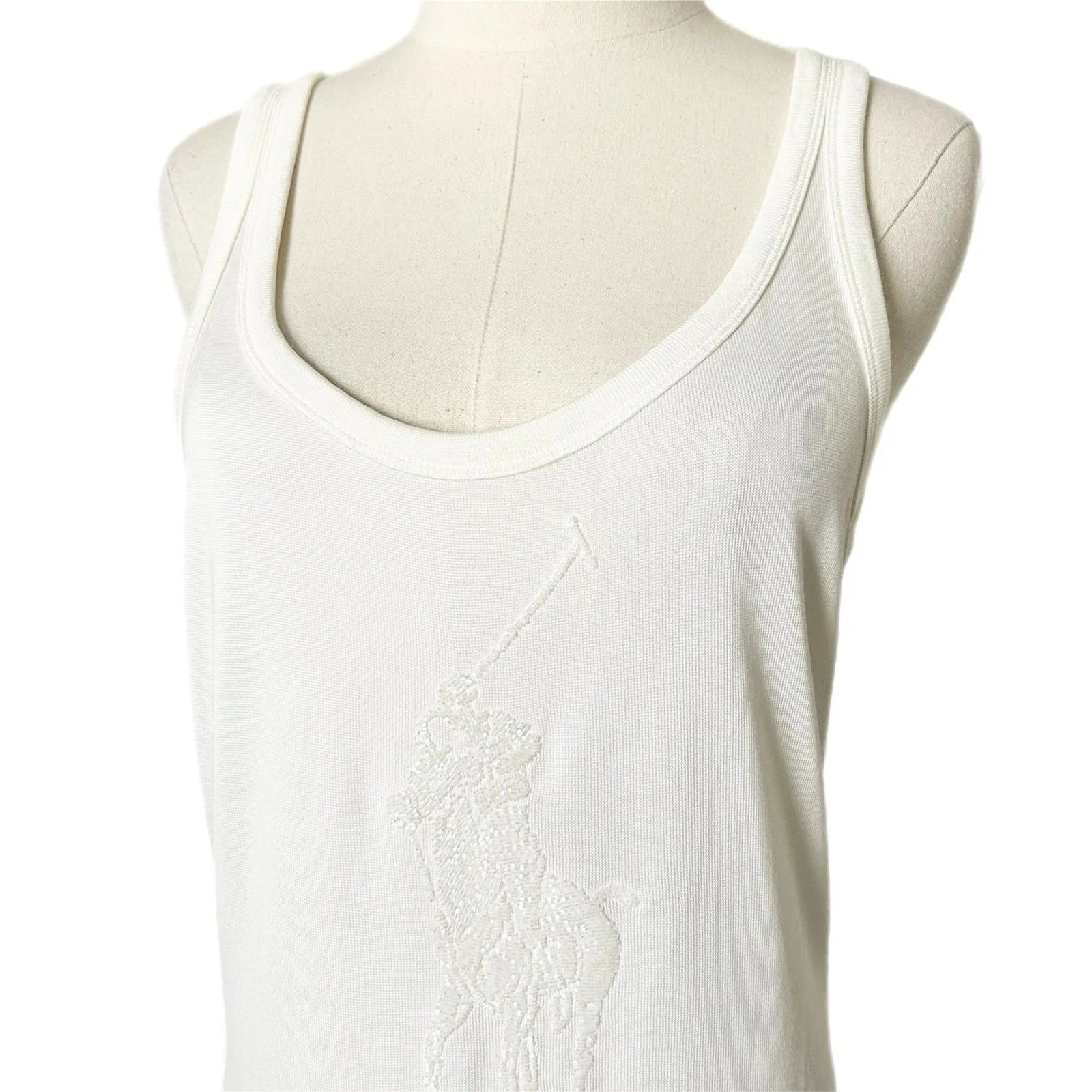 Ralph Lauren Black Label Beaded Horse Polo Equestrian Mini Dress White Size M Size M - Image 3