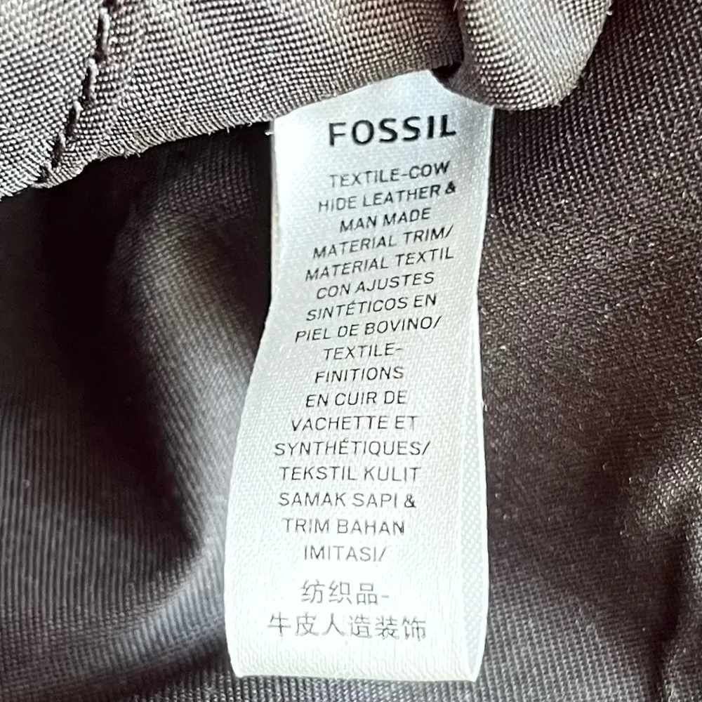 FOSSIL Black White Striped Leather Textile Crossbody Purse - Image 9