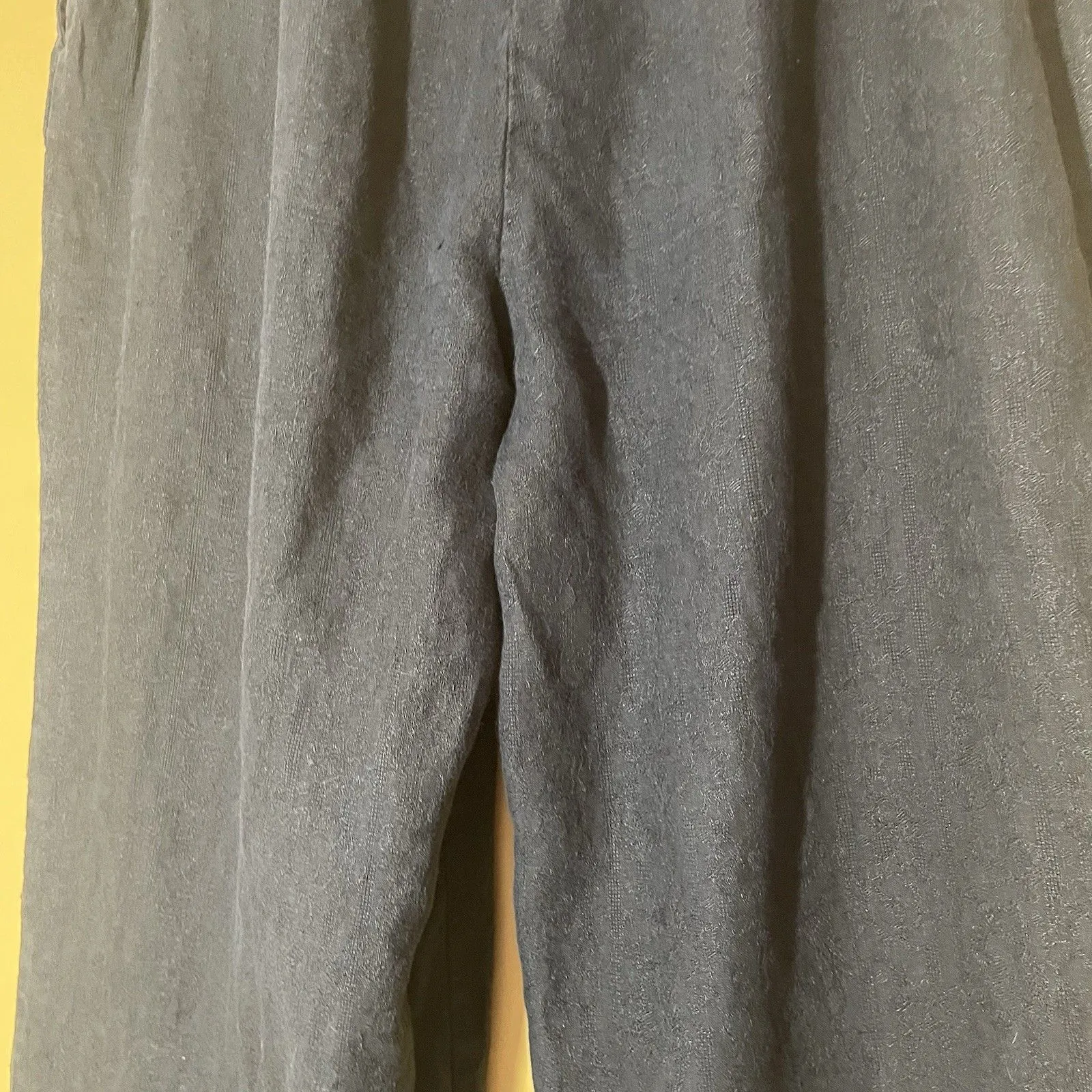 FLAX Pants Womens L Black Linen Wide Leg Elastic Waist Boho Lagenlook Relaxed Size L - Image 5