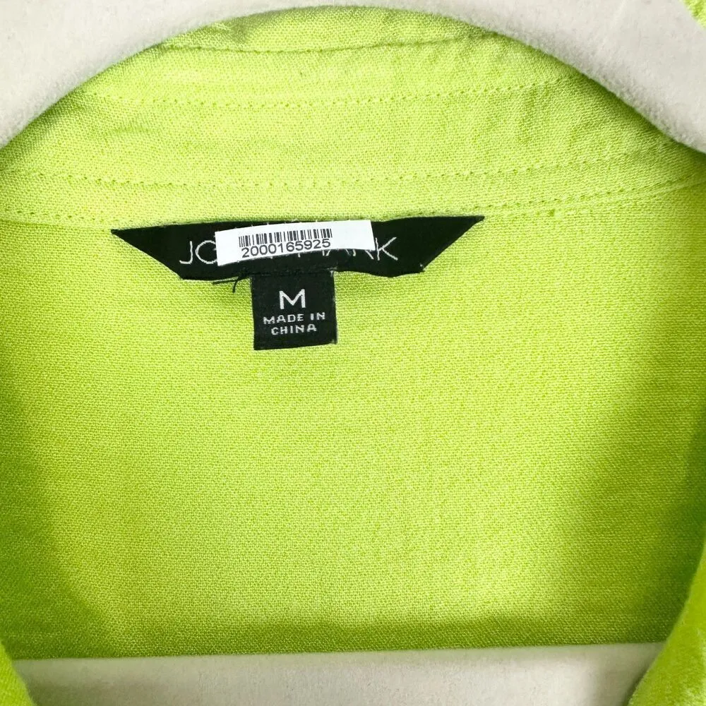 John Mark Wire Collar Crochet Button Up Tunic Size Medium Lime Green Solid - Image 6
