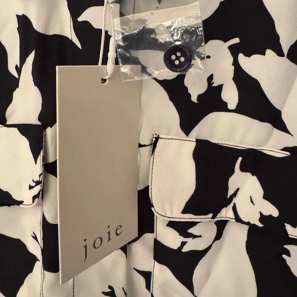 Joie Eastona Blue & White Derp Sea Floral Button Down Shirt Women’s Size XXS - Image 5