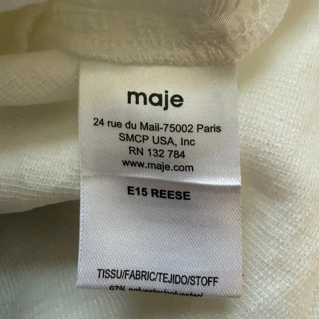 Maje Reese Mesh Paneled Matelasse Mini Dress Womens 1 Small White Black Cocktail - Image 11