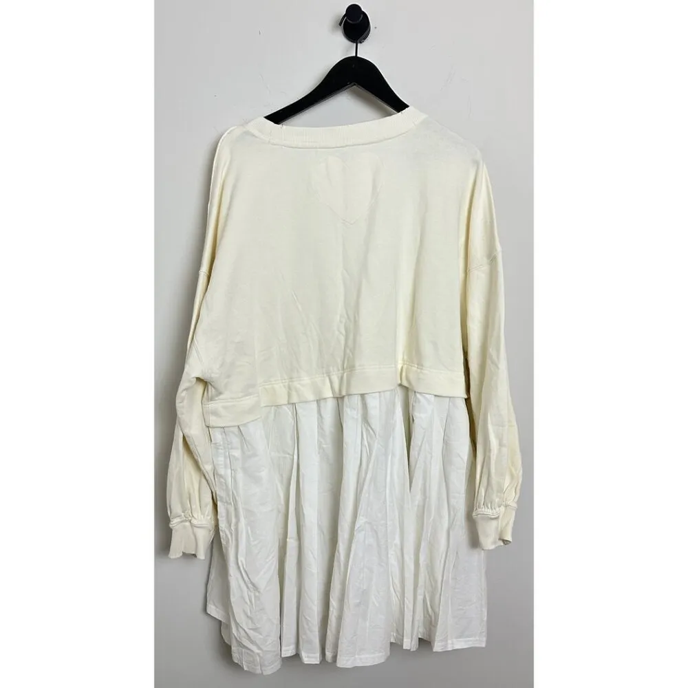 FREE PEOPLE Eleanor Sweatshirt Dress in Grey Combo Size Large - Image 8