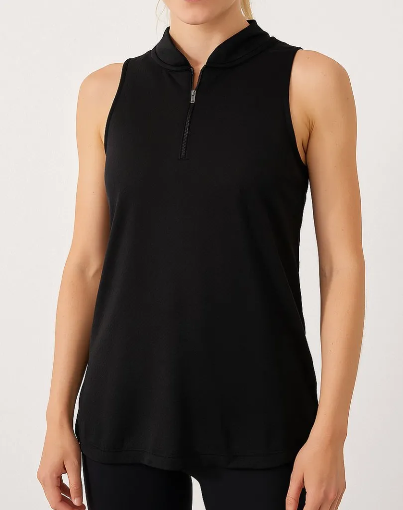 Three Sixty Six Sleeveless Quarter Zip Golf Top Size M Black Athletic Tank Size M - Image 1