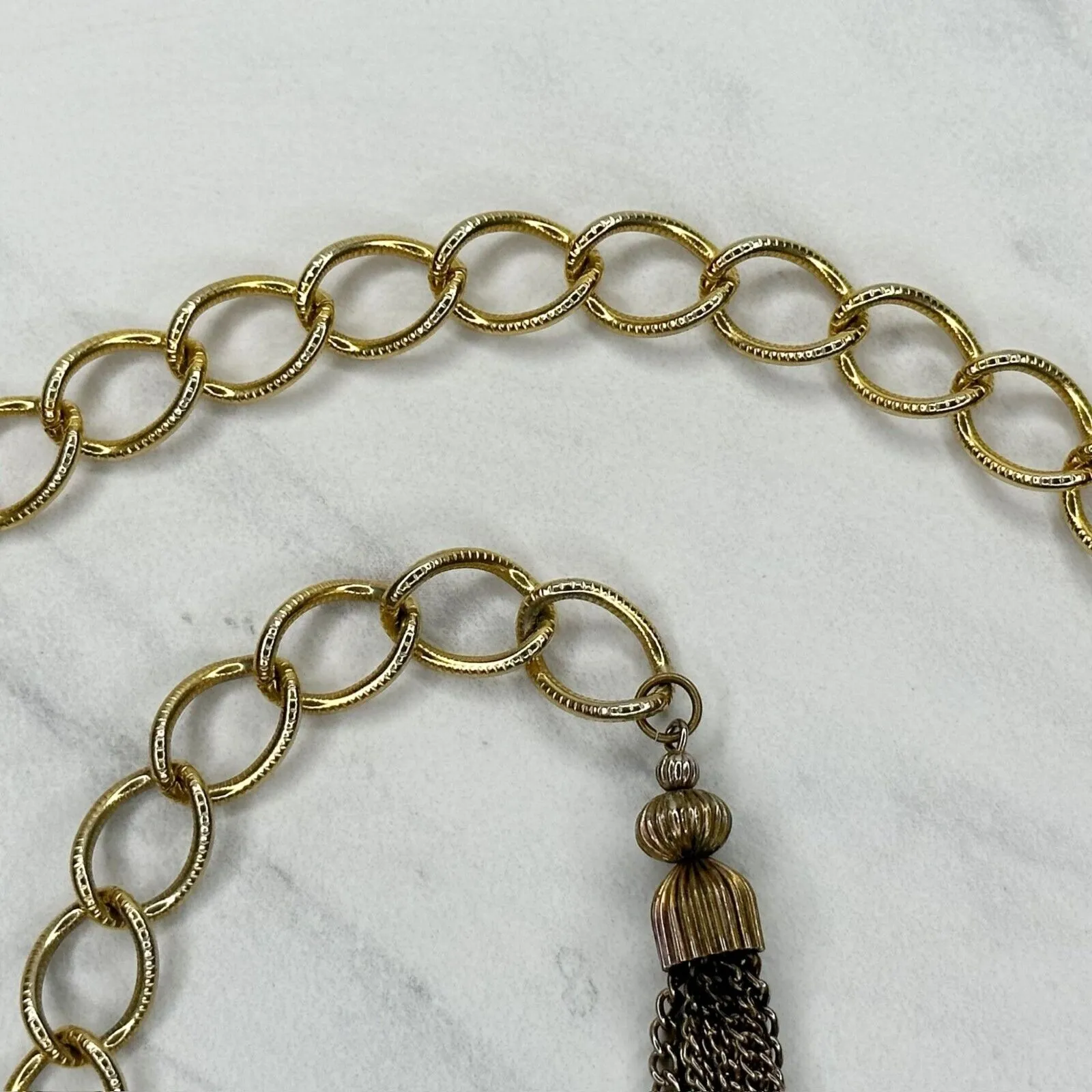 Y2K Gold Tone Chain Link Belt Tassel Charm Extra Small/Small (XS/S) ✨ - Image 5