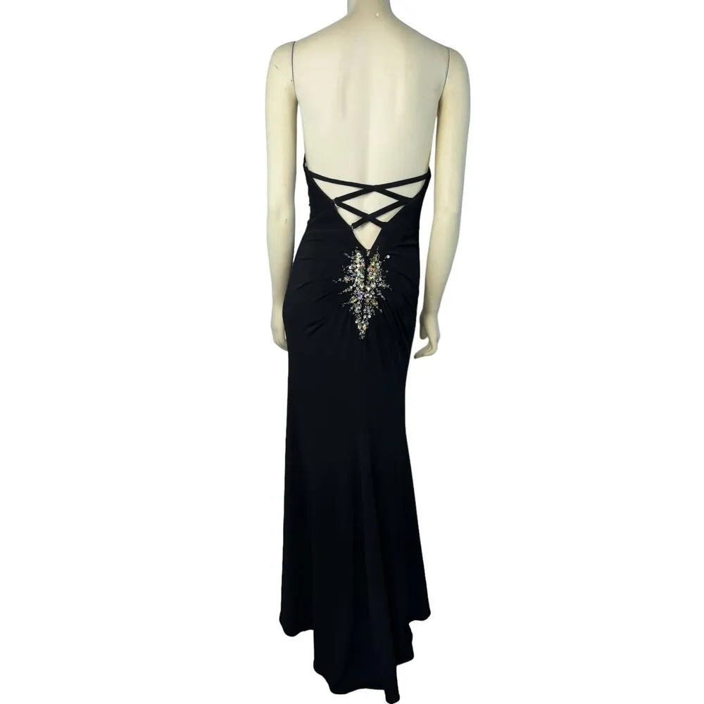 Xcite Black Strapless ruched sequined prom dress sexy lpw back size 4 - Image 8