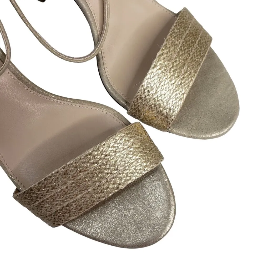 PELLE MODA Womens 8.5 Zina Ankle Strap Leather Sandal in Platinum Gold NEW - Image 7