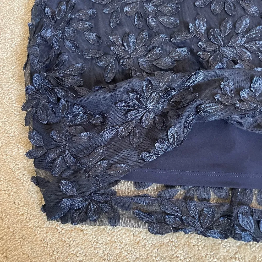 Lauren Ralph Lauren Blue Floral Lace Off the Shoulder Sheath Dress - Image 7