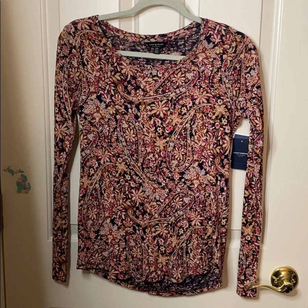 Lucky Brand LA floral long sleeve shirt S NWT - Image 2