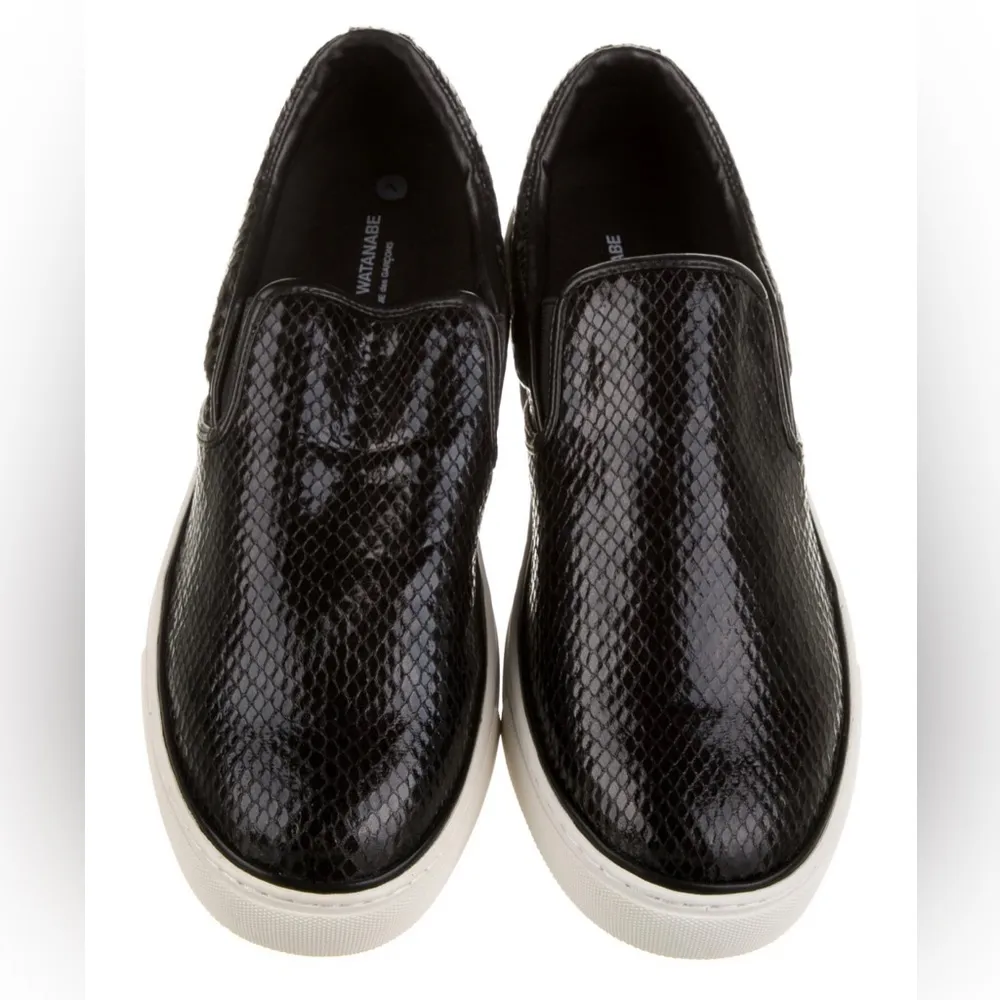 Comme des Garçon Embossed Sneakers Slip-On Shoes Black White Size 11 M NWT $225 - Image 4