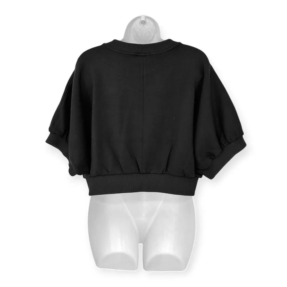 Sweaty Betty | 6 | Sophia Short-Sleeve Stretch-Woven Crop Black Sweatshirt Top - Image 8