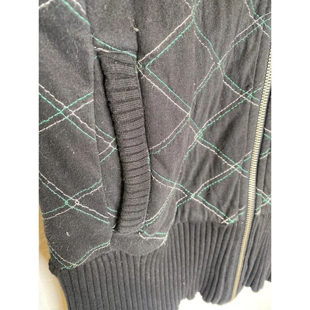 Element Sweatshirt Zipper Cardigan Sweater/Sweatshirt Sz M Ribbed Turtleneck Black Size M - Image 3