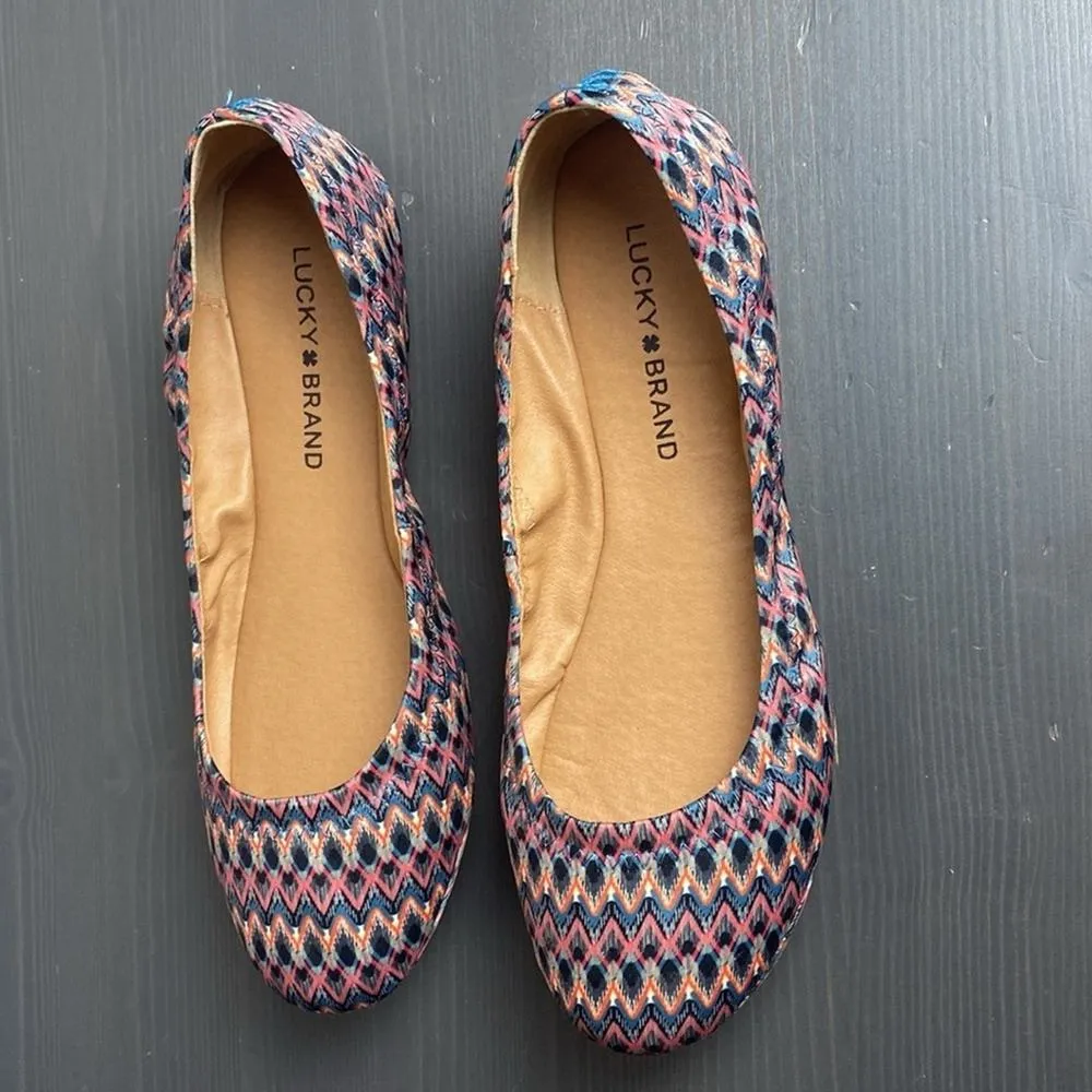 Lucky Brand Echo Ballet Flat Multicolor Aztec Woven Design Size 8 - Image 2