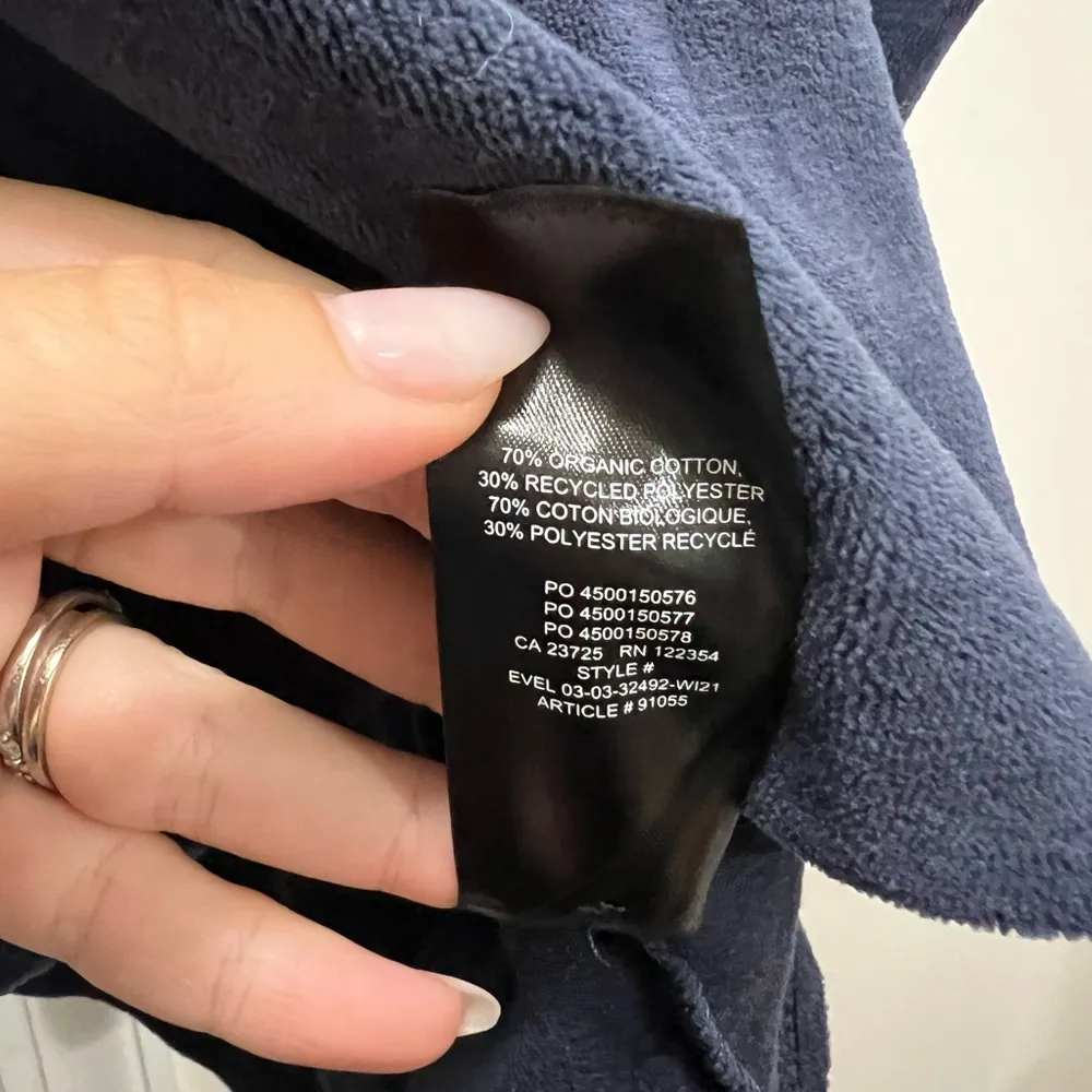 Tna Blue Velour Long Sleeve Polo Shirt Size Small - Image 4