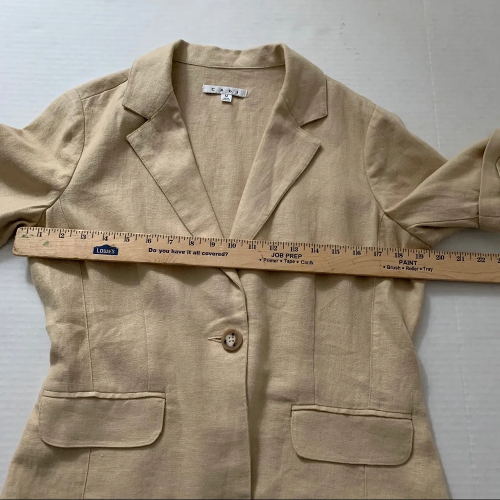 CAbi Linen Blazer Safari So Good Pleated Jacket M - Image 5