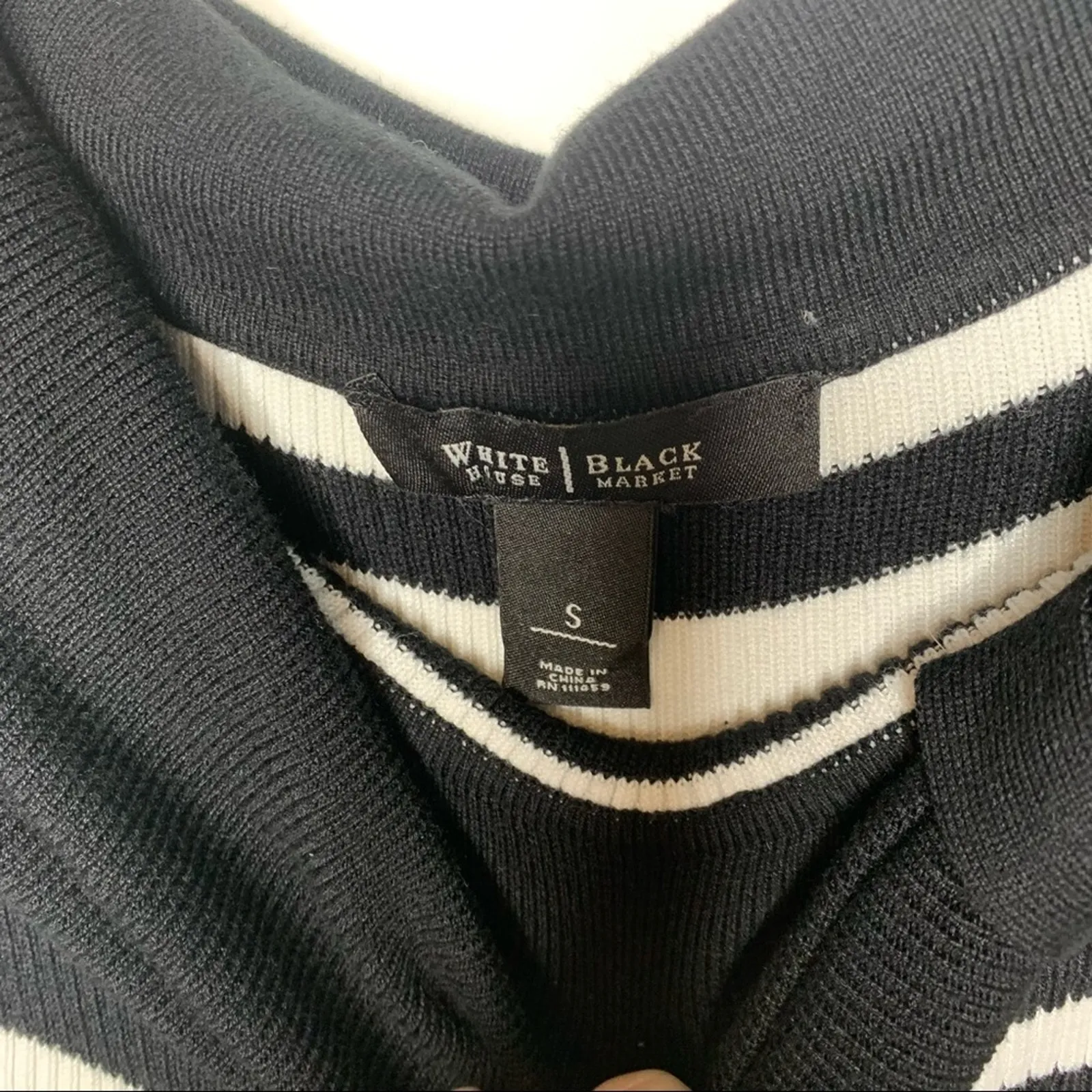 WHBM Black White Portrait Neck Sweater Dress Small - Image 8