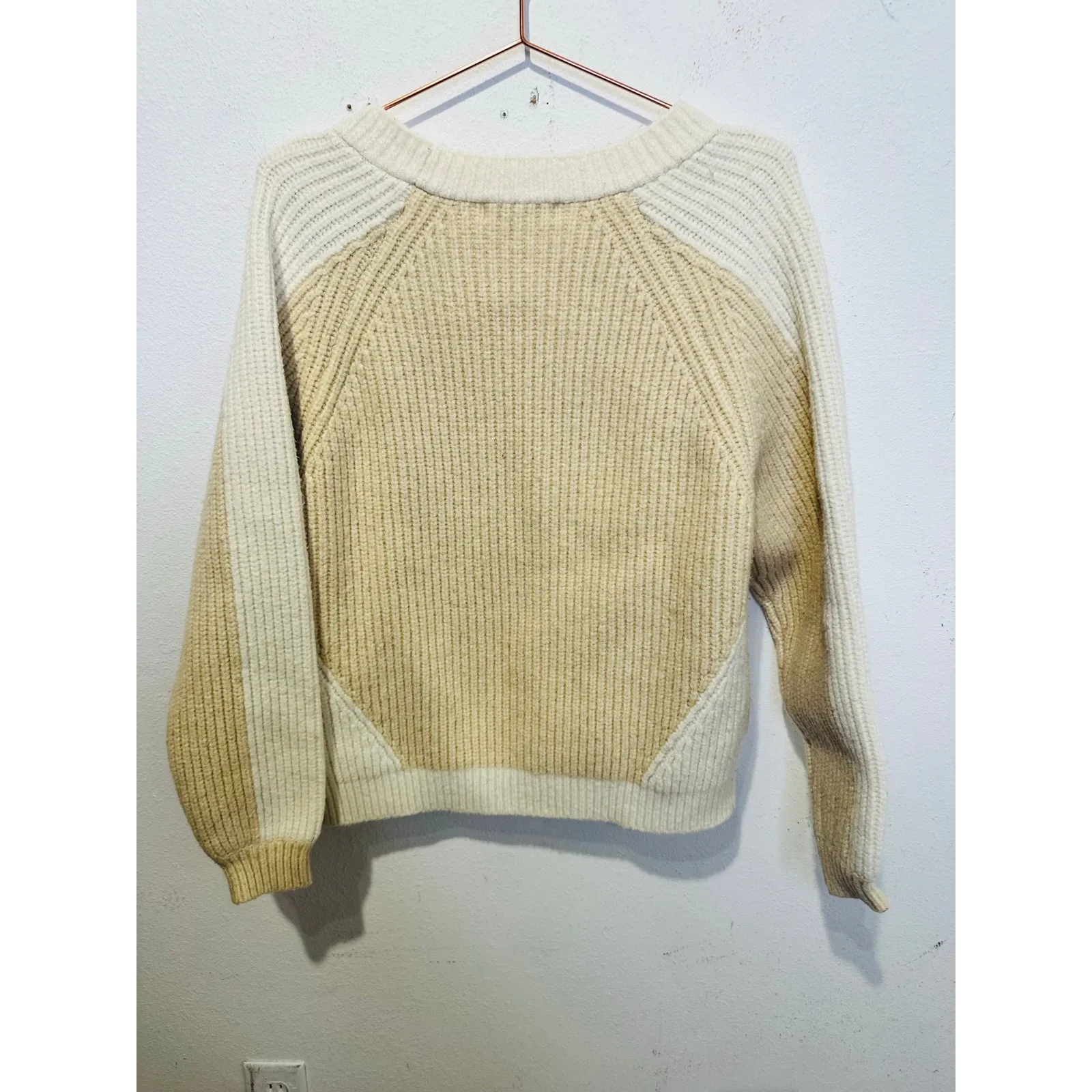 PETER SOM Off-White Tan Two-Toned Colorblock Button Front Cardigan Size Small - Image 3