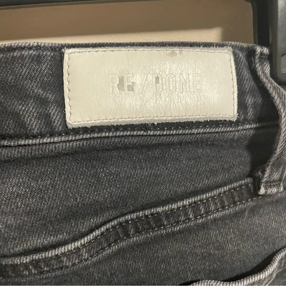 Re/Done Originals High Rise Ankle Faded Black Jeans Raw Hem Button Fly- Size 25 - Image 10