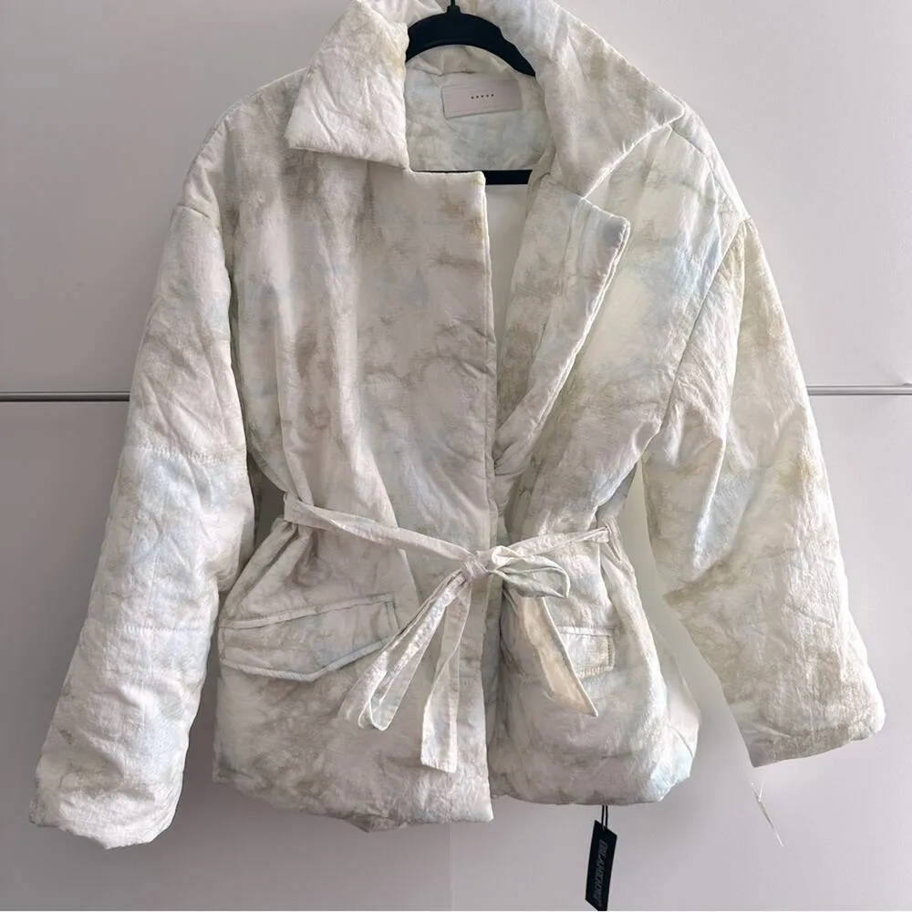 Blank NYC Size M Puffer Jacket Anthropologie Bennie Blue White Coat Cozy Outdoor - Image 7