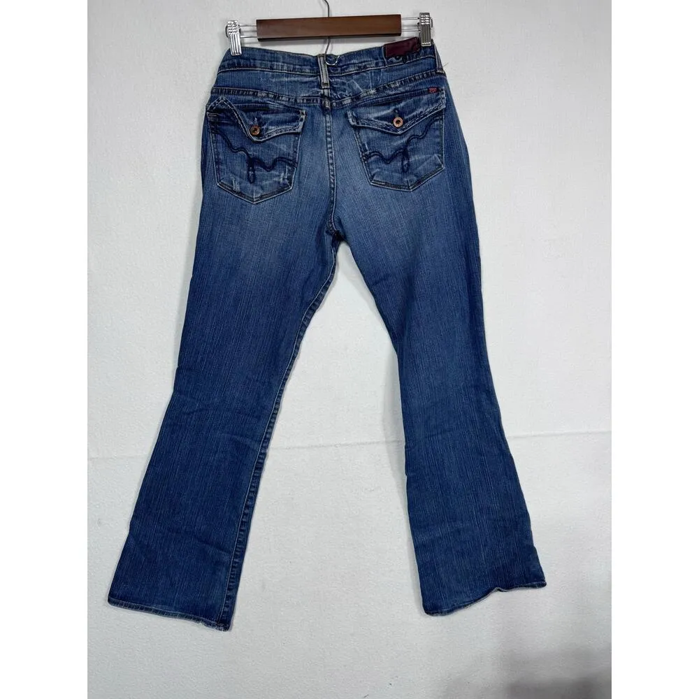 Blue 2 Y2K Vintage Made in California USA Flare Jeans Distressed Women’s Size 30 - Image 6