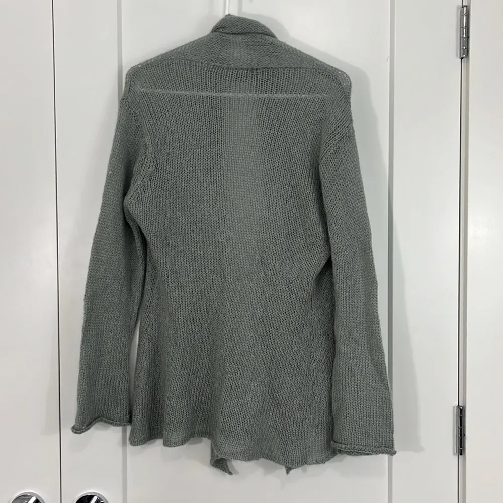 Wooden Ships Small/Medium Gray Green Knit Open Front Cardigan Sweater - Image 5