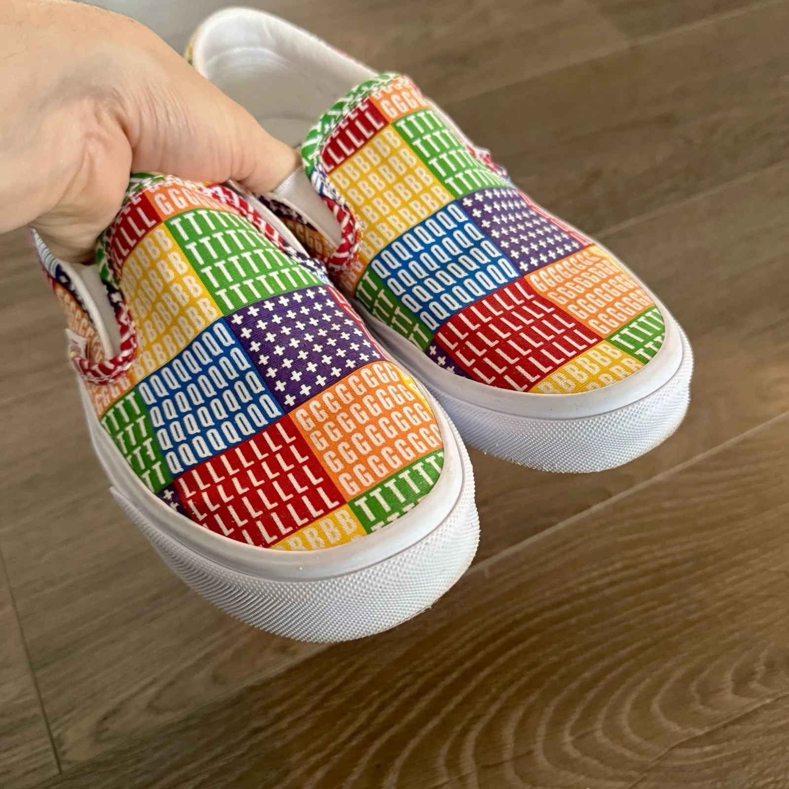 VANS Classic Slip On PRIDE LGBTQ+ Women’s 6.5 Multicolor Rainbow Low Top Shoes - Image 2