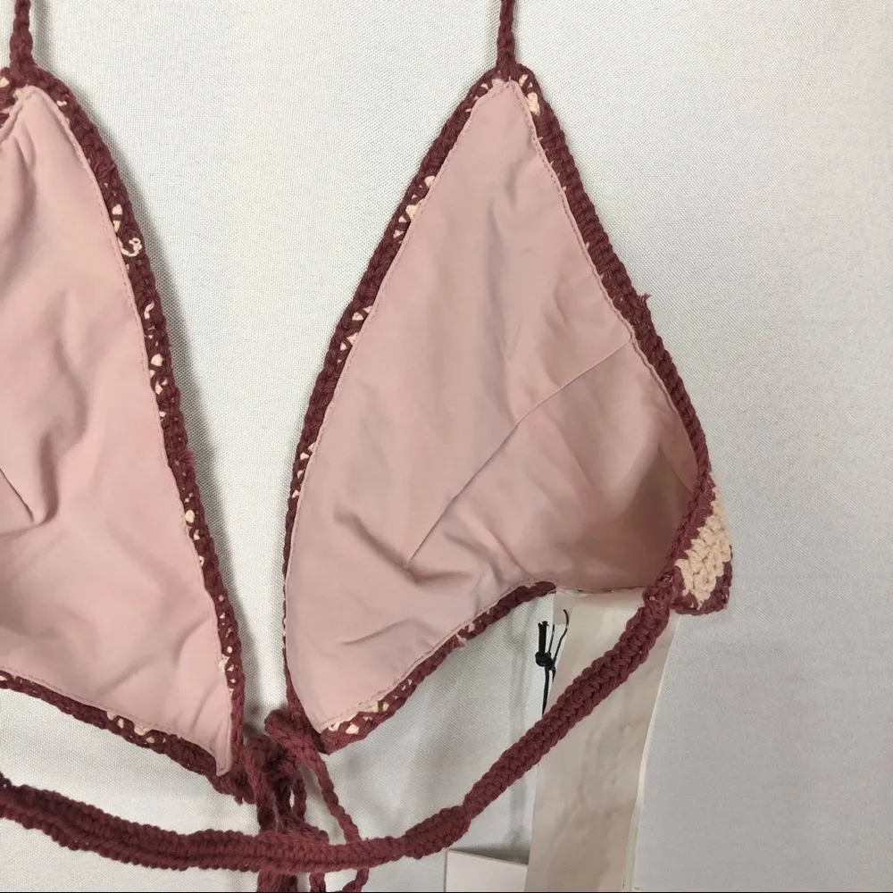 NEW REVOLVE Somedays Lovin' Miles Crochet Tie Halter Swim Top L - Image 81