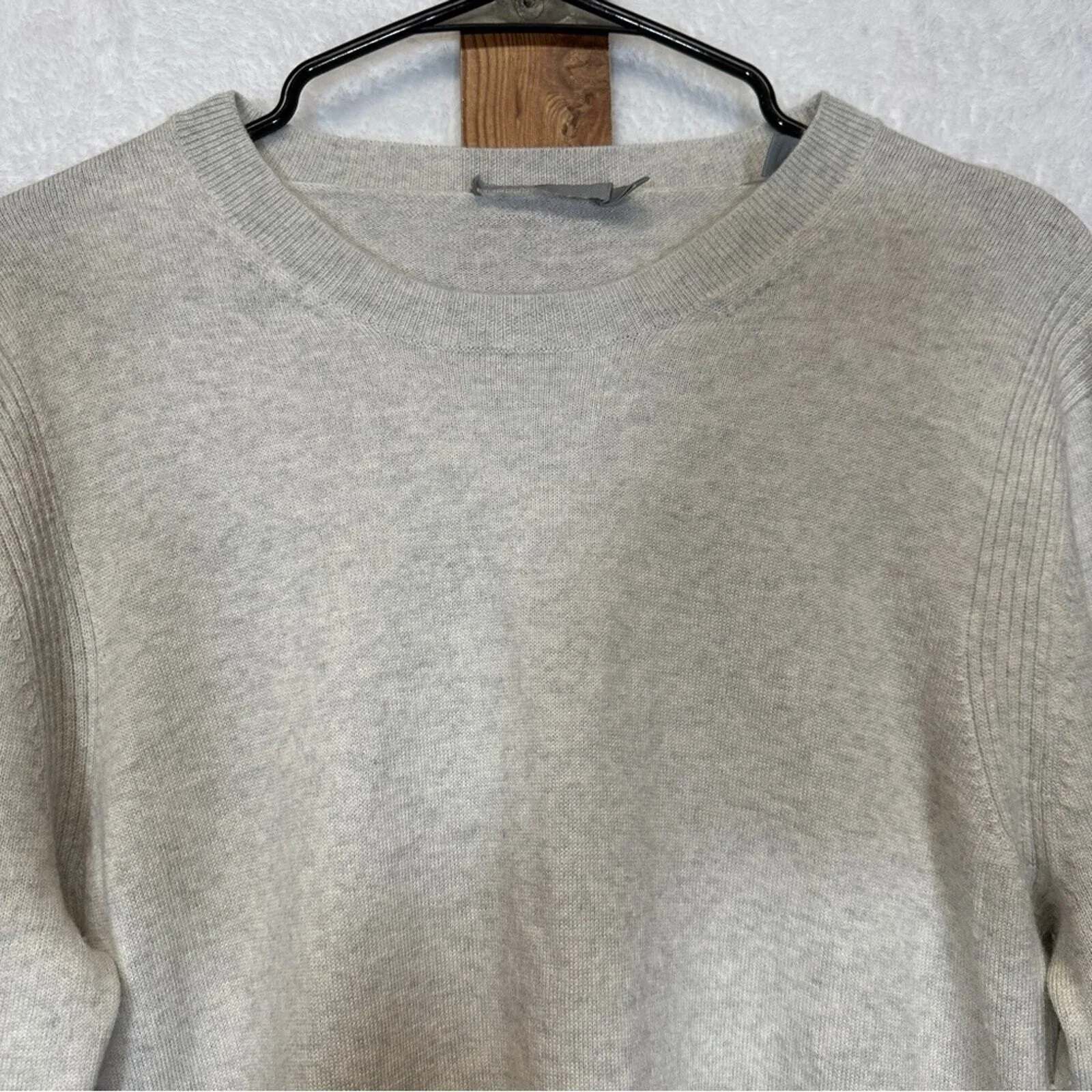 Vince Light Gray Merino Wool Pullover Sweater Women's Large Work Minimalist - Image 2