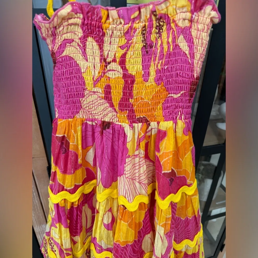 SUNDRESS tea mini dress open back tie  revolve tiered smock - Image 6