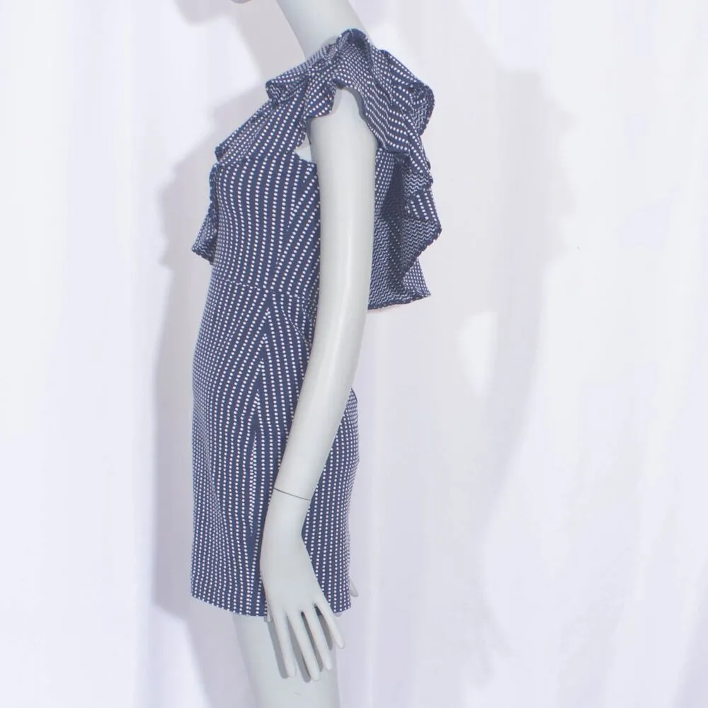 AMANDA UPRICHARD Polka Dot One Shoulder Ruffle Mini Dress Size S - Image 2