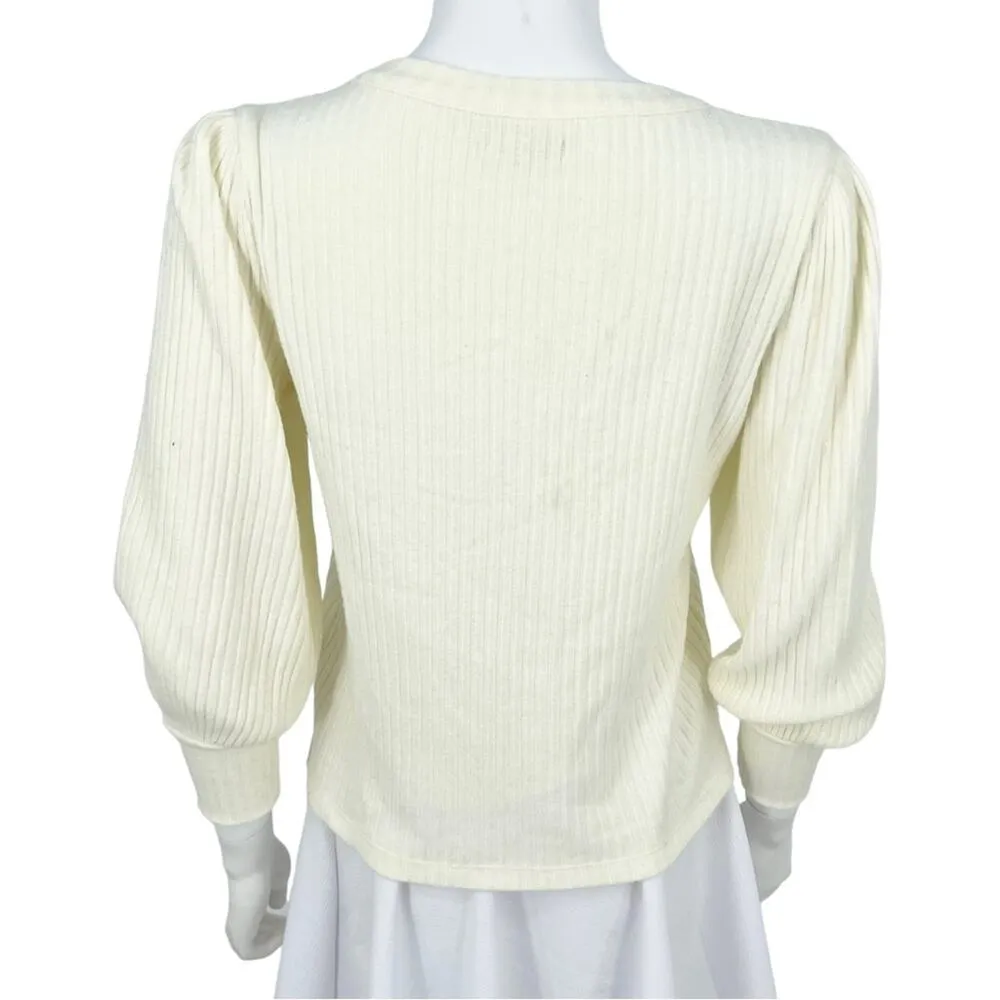 Madewell Women's Cream Balloon Long Sleeve Crewneck Fall Sweater Size XS - Image 6
