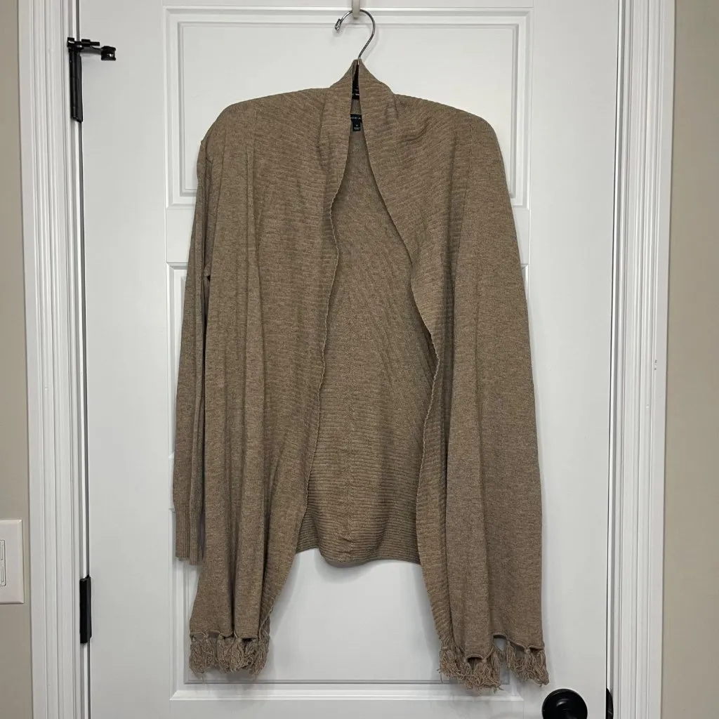 Staccato Open Front Cardigan Sweater Women's Size Medium Neutral Color Tasseled - Image 2