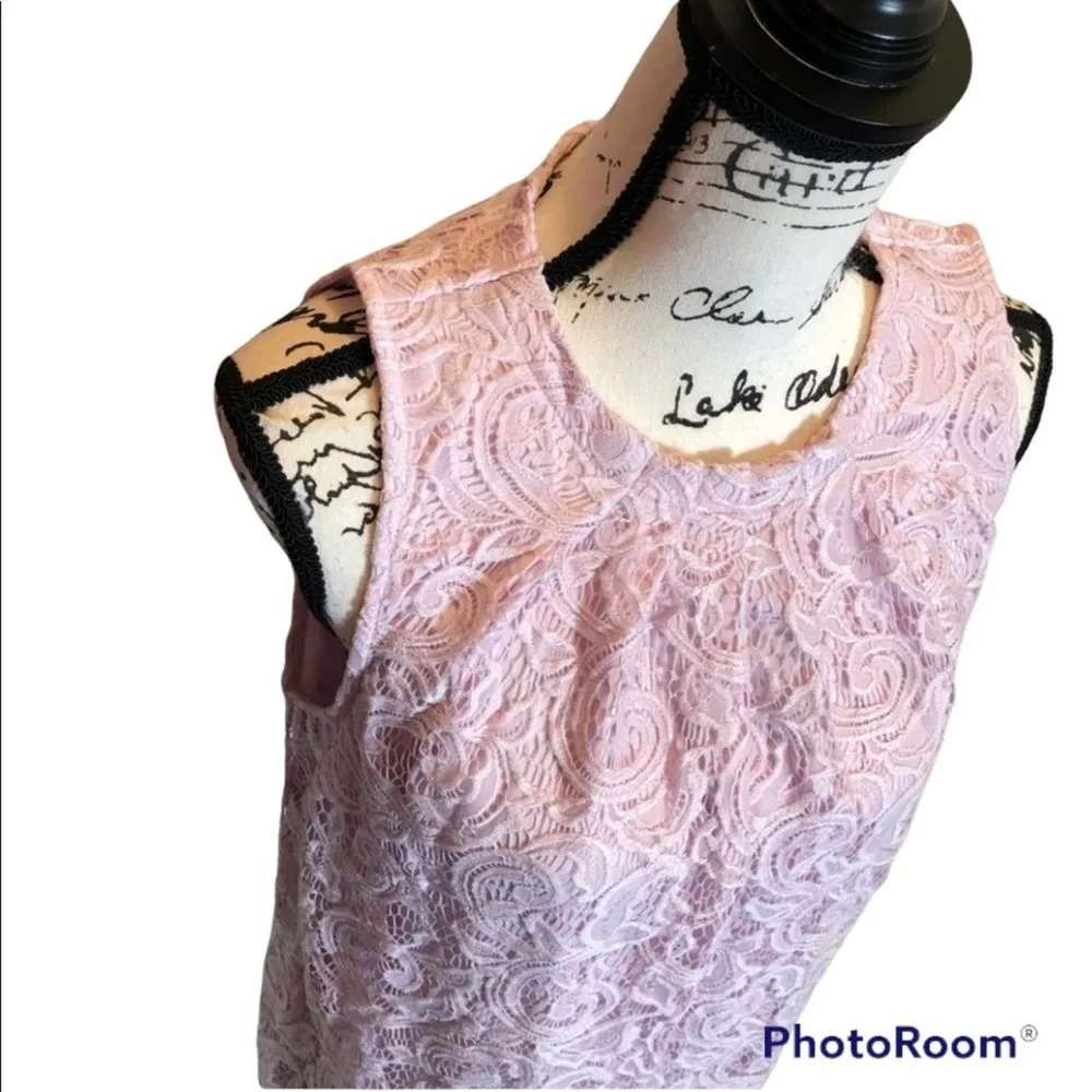 Adrianna Papell Lace Knit Top Sleeveless Medium Nwt Lilac - Image 4