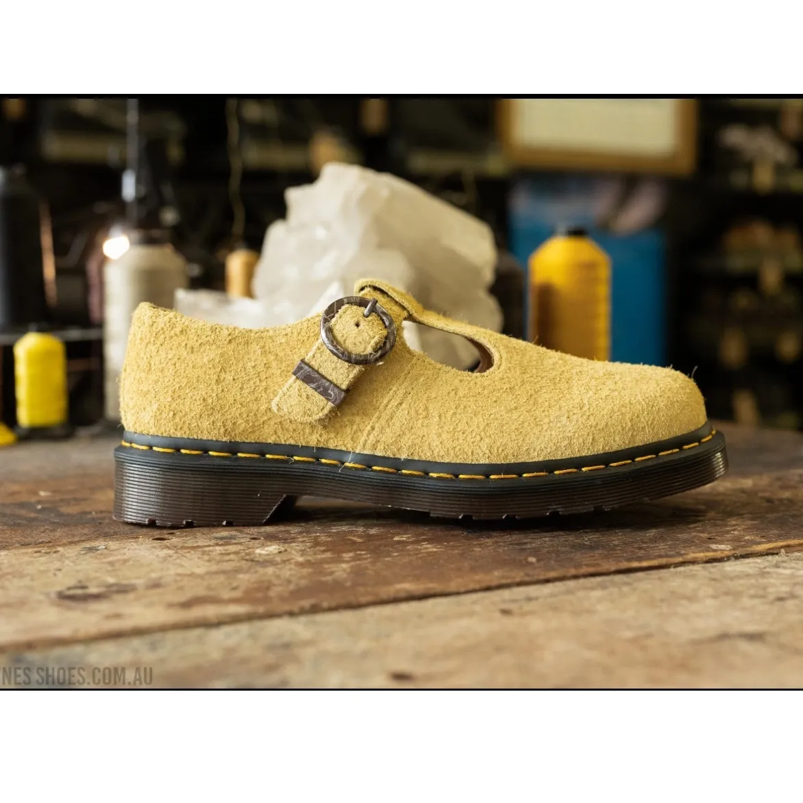 New! Dr Martens T-Bar Hazy Yellow Long Napped Suede Mary Janes - W 11 / M 10 - Image 3