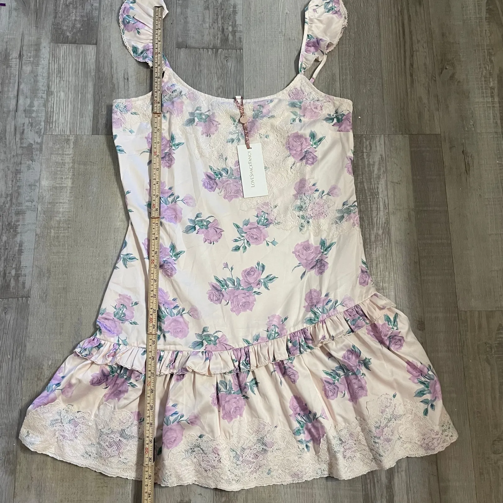 NWT LoveShackFancy Divina Floral Print Mini Dress size 12 in Mauve Rose - Image 5