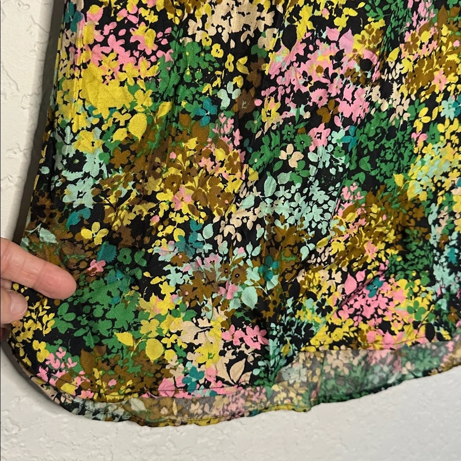 J.Crew 100% Silk Polo Shirt Dress Shift Technicolor Floral Green Preppy Spring - Image 5