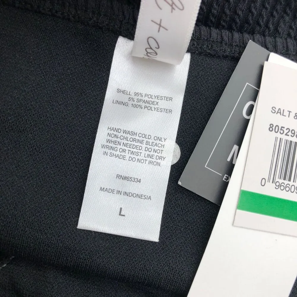 Salt + Cove Juniors' Textured Hipster Bikini Bottoms Black L Size undefined - Image 6