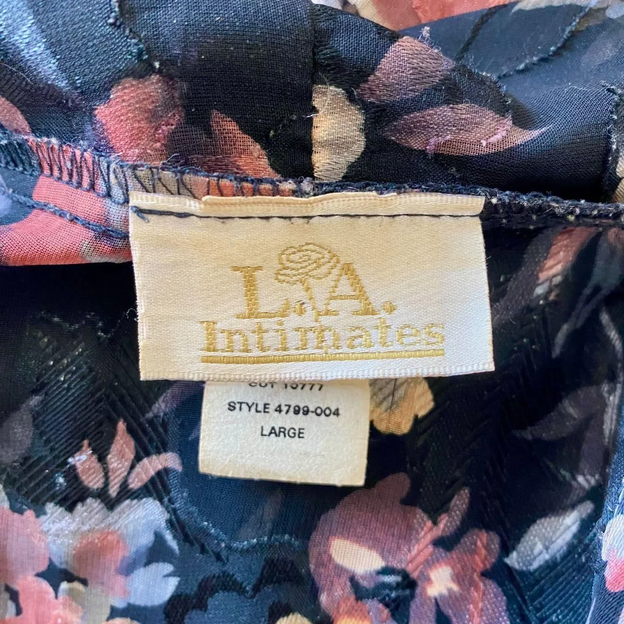 L.A Intimates Vintage Whimsygoth Black Multi Floral Mesh Kimono Robe L Size L - Image 7