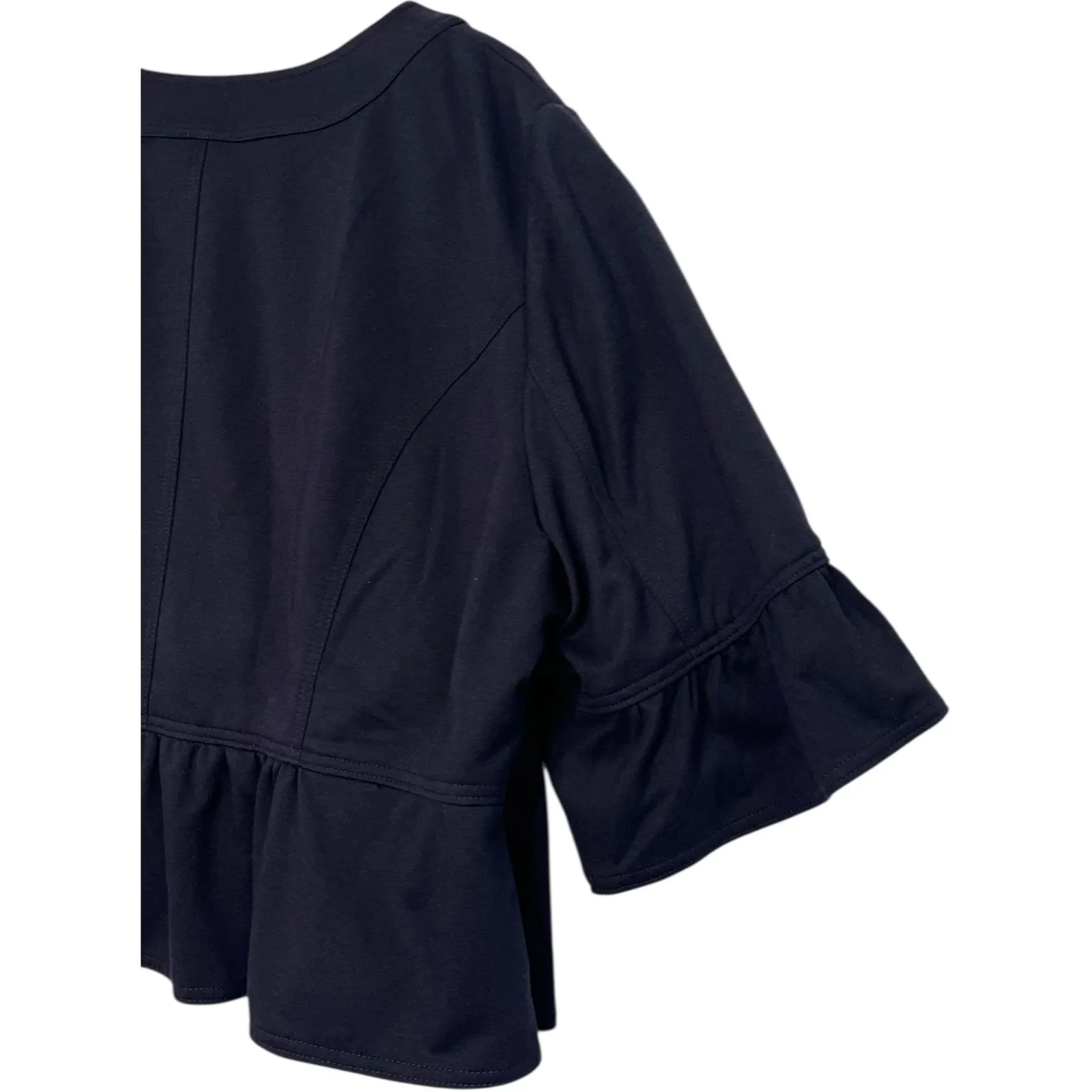 Sandro  Sportswear Jacket Womens 3X Blue Cropped Chic Boho Modern Office Ruffle - Image 8