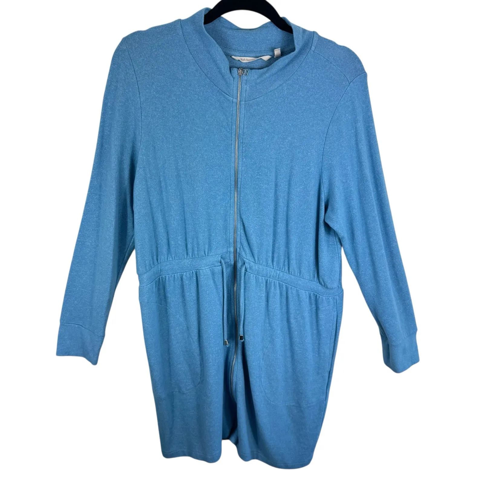 Soft Surroundings Blue Eleve Soft Cozy Long Line Zip Up Cardigan Dress Size M - Image 4