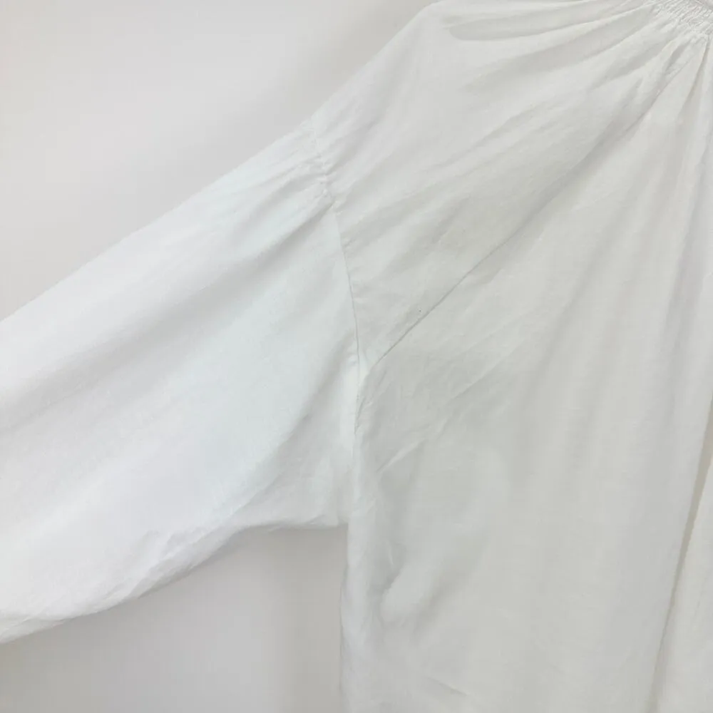 Madewell Shirred Long Sleeve Lightweight Flowy Blouse Cotton White Large NWT - Image 15