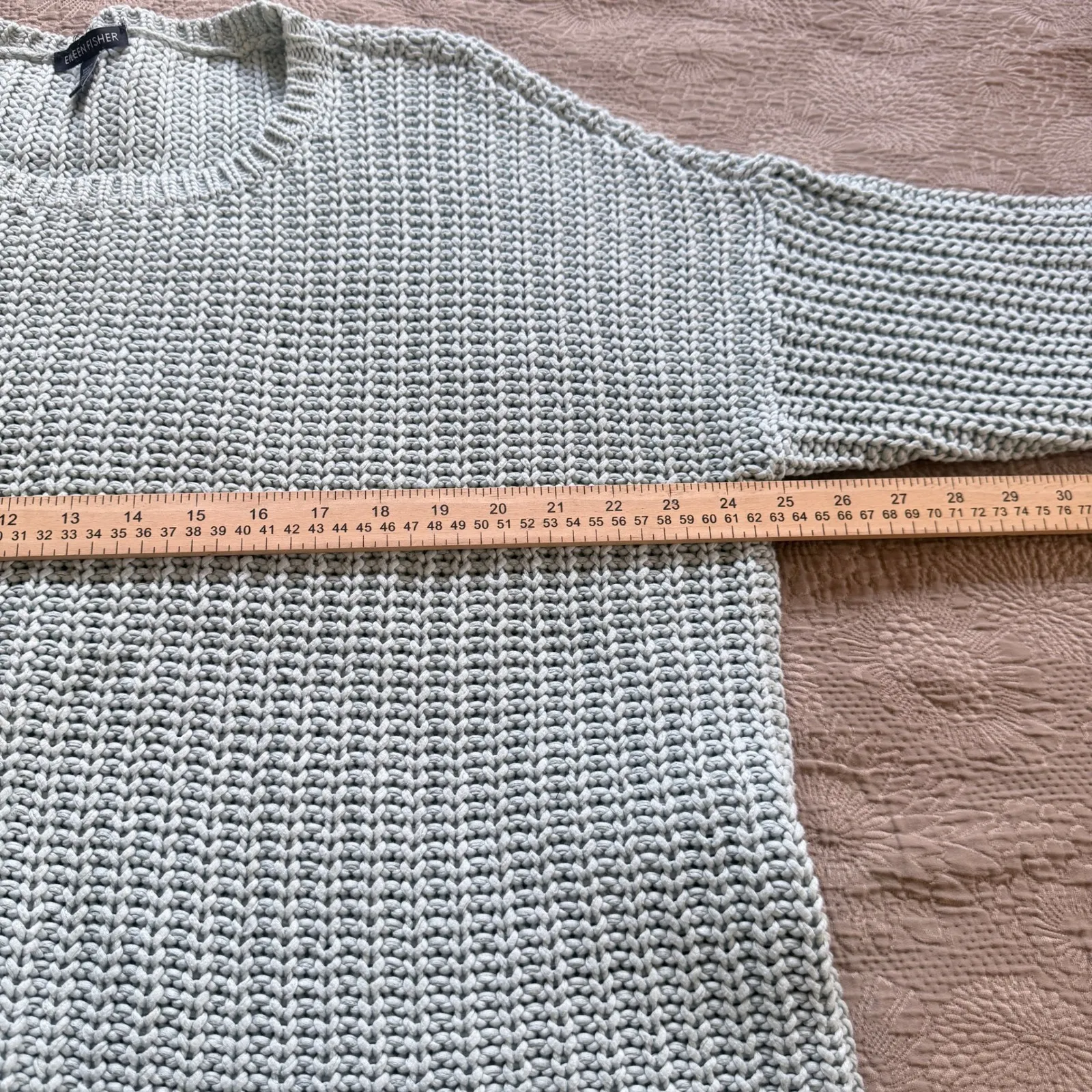 EILEEN FISHER Organic Cotton Chunky Knit Oversized Sweater L G Light Blue - Image 5