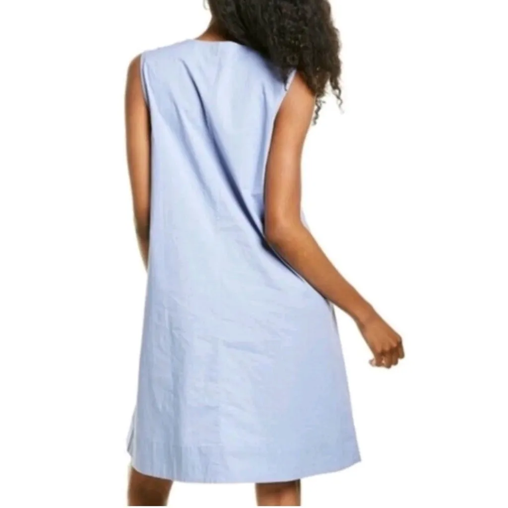 Eileen Fisher Zip Neck Stretch Organic Cotton Dress Blue Small P See Description - Image 3