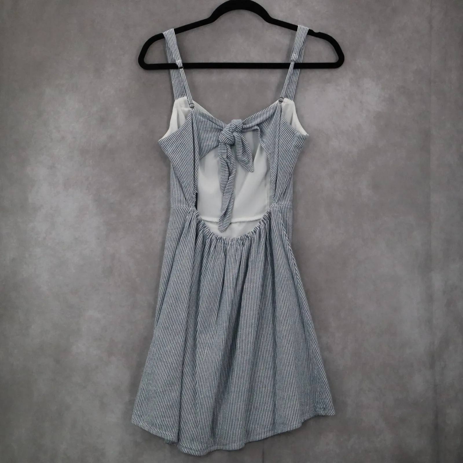 Hollister Blue Stripe‎ Fit Flare Cutout Nautical Beach Tie Preppy Dress Small S - Image 5