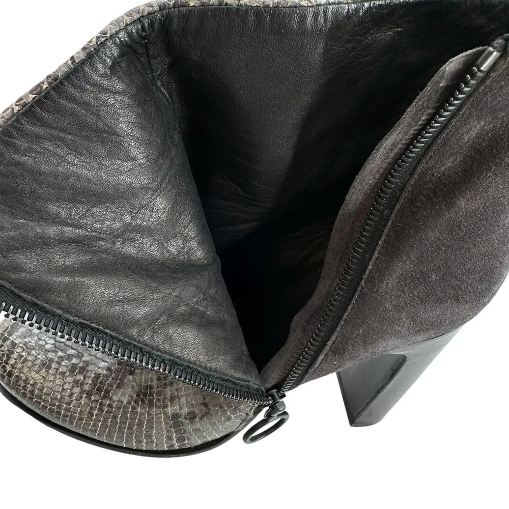 Rag and Bone Women's Camel Boots‎ Size EU 38 US 8 Snake Print Leather Gray - Image 7