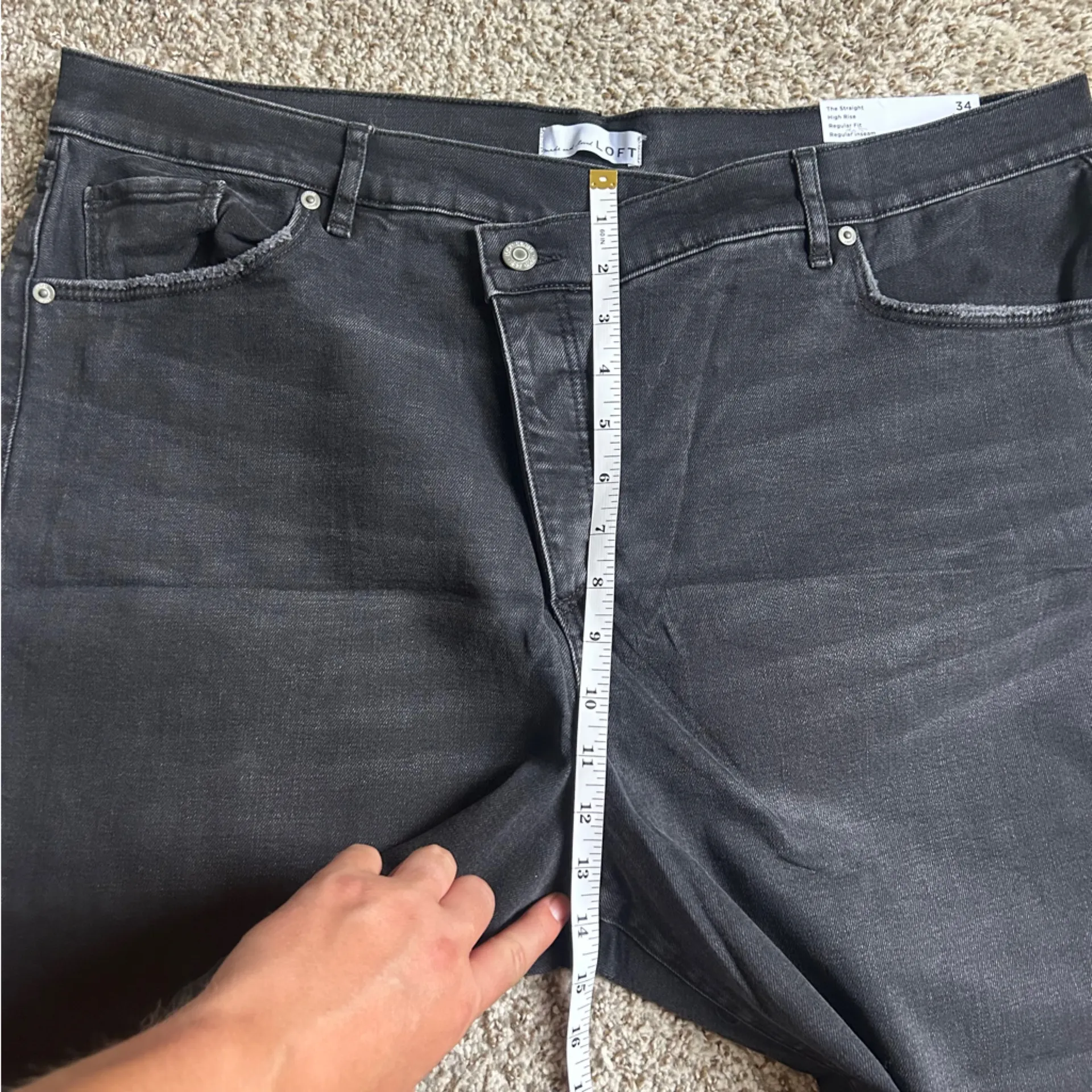 NWT LOFT Black Straight Leg Jeans High Rise Denim Casual 18 34 Stretch - Image 8