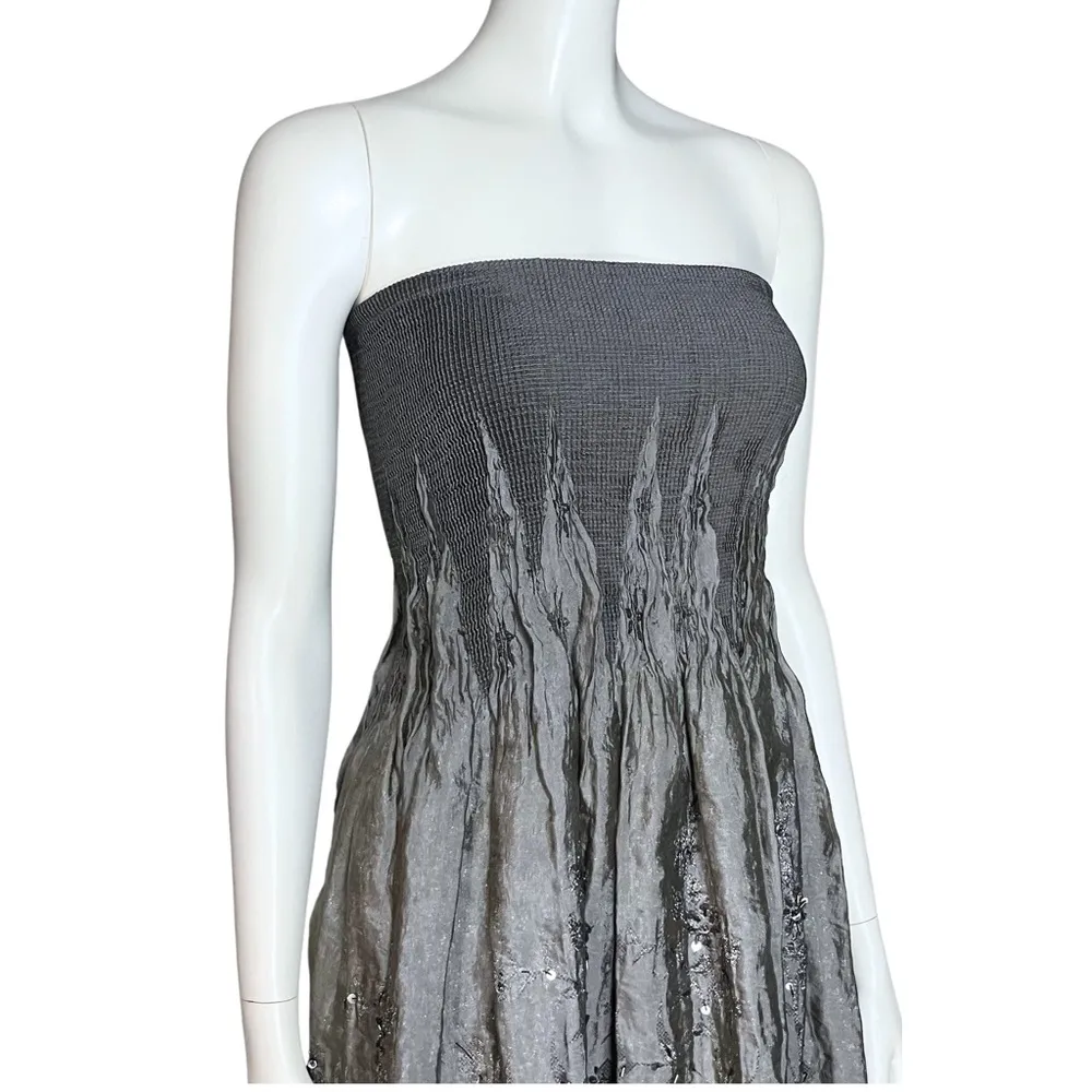 Silver Lapis Anthropologie Sun Dress Beaded Festival Whimisigoth One Size Boho Gray - Image 7