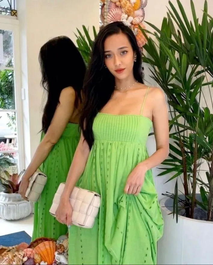 Zara Openwork Embroidery Midi Maxi Dress Lime Green 100% Cotton Size XS NEW - Image 10