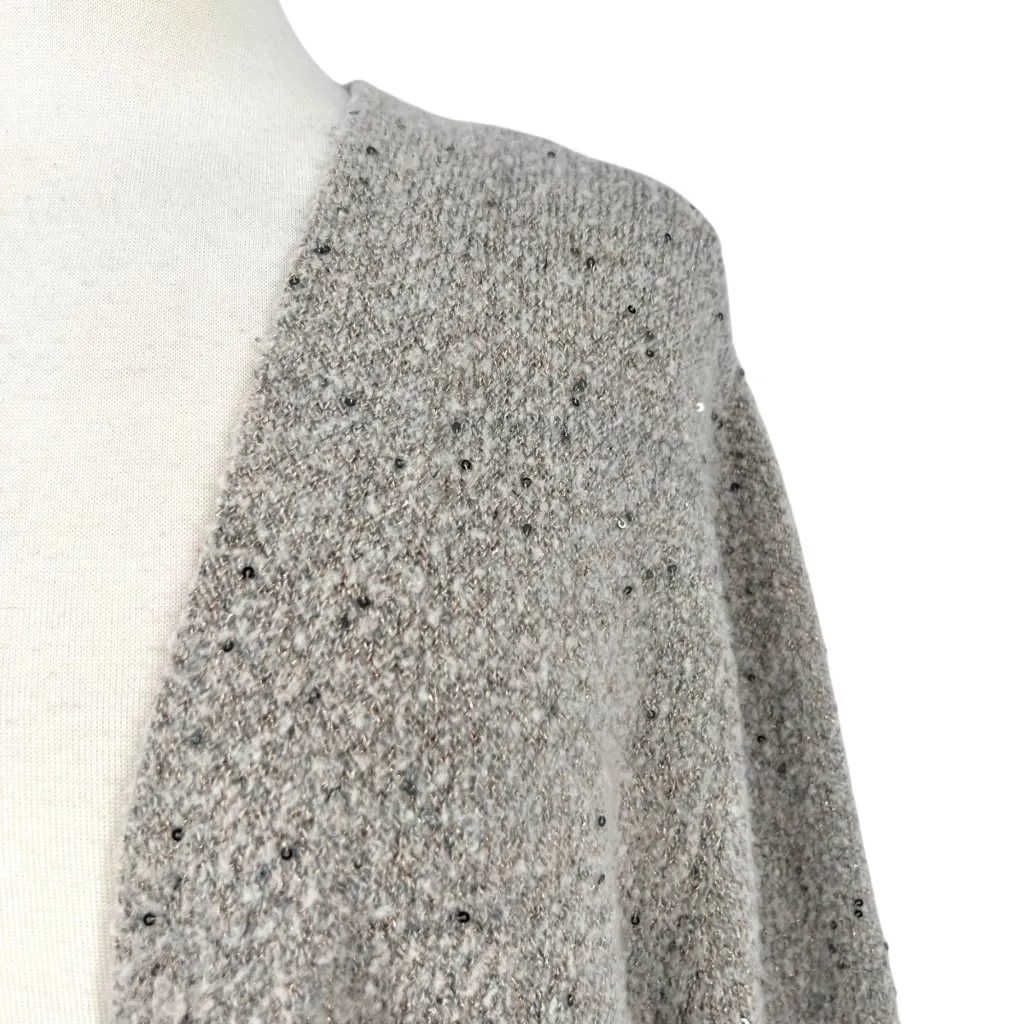 Lane Bryant Sequin Open Front Long Cardigan Gray Size Large - Image 4